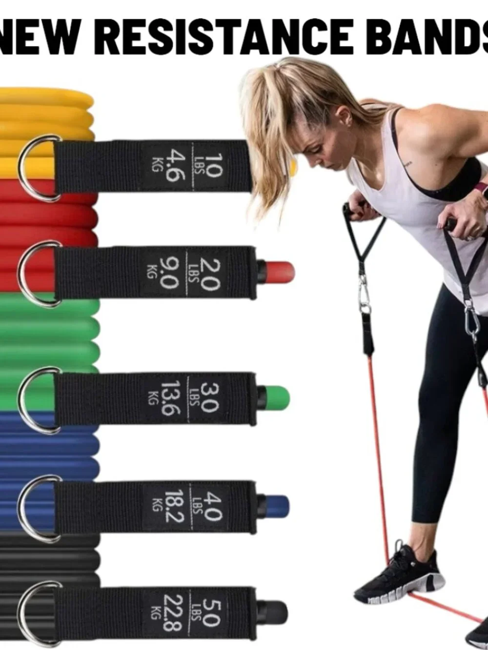 NEW Resistance Training Bands 11 Piece Set Home Workout Physical Therapy Yoga Pi